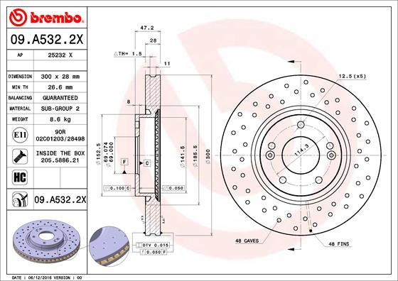 Brembo 09.A532.2X - Гальмівний диск autozip.com.ua