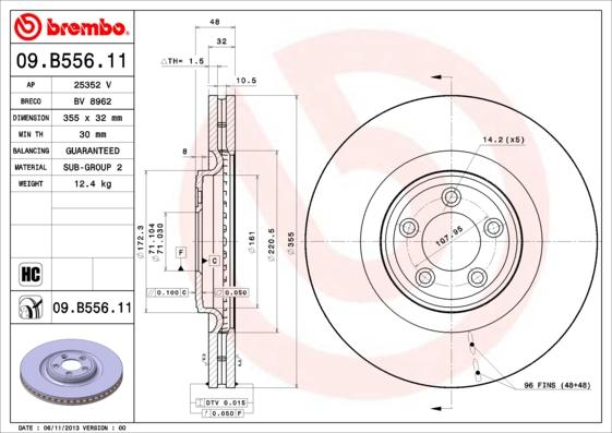Brembo 09.B556.11 - Гальмівний диск autozip.com.ua