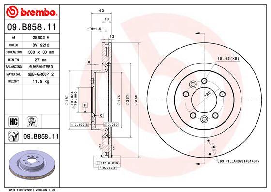 Brembo 09.B858.11 - Гальмівний диск autozip.com.ua