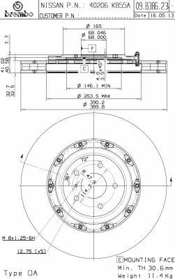 Brembo 09.B386.23 - Гальмівний диск autozip.com.ua