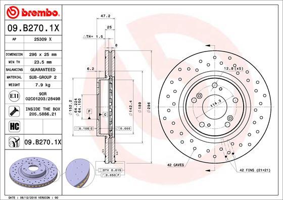 Brembo 09.B270.1X - Гальмівний диск autozip.com.ua