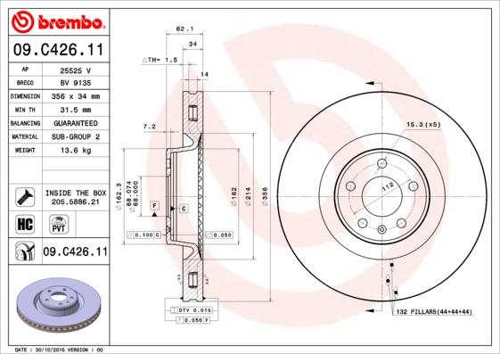 Brembo 09.C426.11 - Гальмівний диск autozip.com.ua