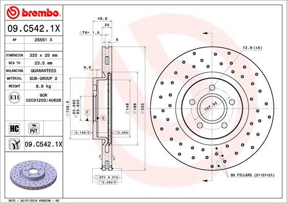 Brembo 09.C542.1X - Гальмівний диск autozip.com.ua