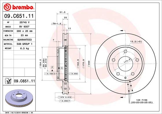 Brembo 09.C651.11 - Гальмівний диск autozip.com.ua