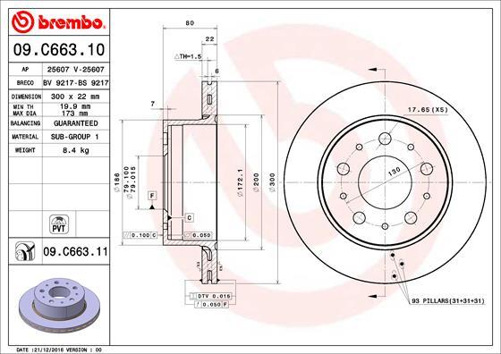 Brembo 09.C663.11 - Гальмівний диск autozip.com.ua