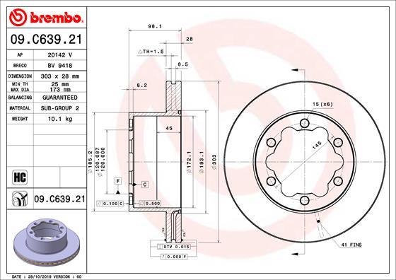 Brembo 09.C639.21 - Гальмівний диск autozip.com.ua