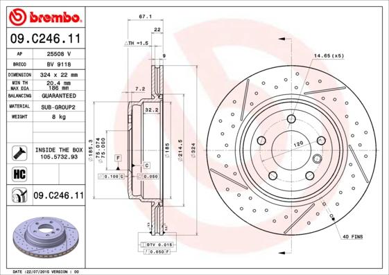 Brembo 09.C246.11 - Гальмівний диск autozip.com.ua