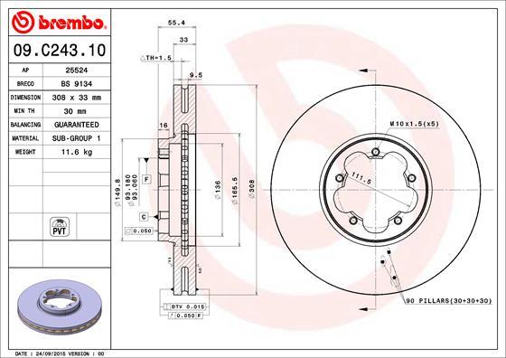 Brembo 09.C243.10 - Гальмівний диск autozip.com.ua