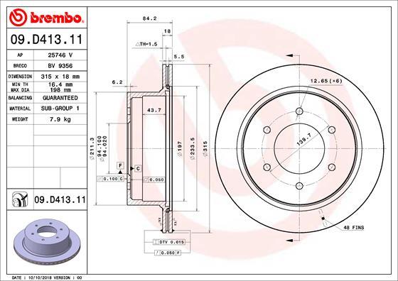 Brembo 09.D413.11 - Гальмівний диск autozip.com.ua