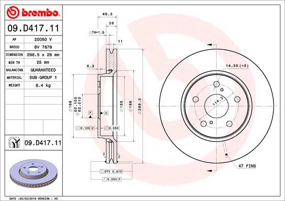 Brembo 09.D417.11 - Гальмівний диск autozip.com.ua