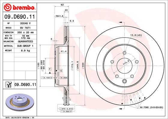 Brembo 09.D690.11 - Гальмівний диск autozip.com.ua