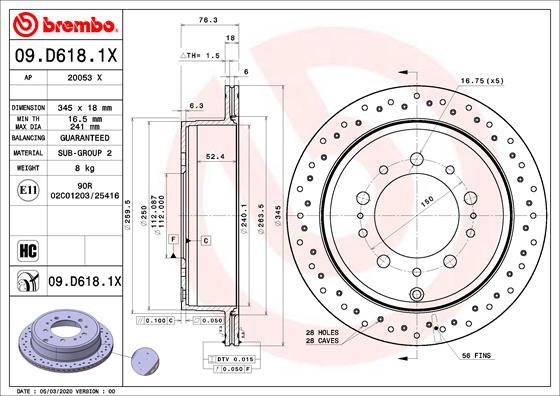 Brembo 09.D618.1X - Гальмівний диск autozip.com.ua