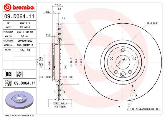 Brembo 09.D064.11 - Гальмівний диск autozip.com.ua