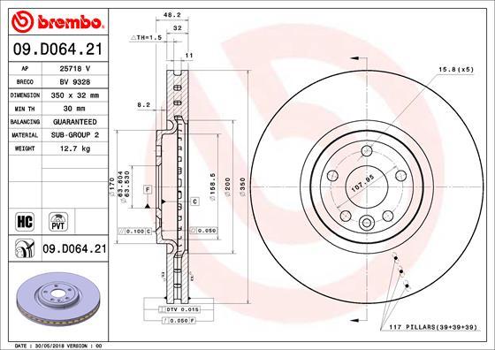 Brembo 09.D064.21 - Гальмівний диск autozip.com.ua