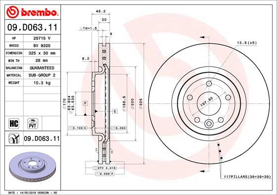 Brembo 09.D063.11 - Гальмівний диск autozip.com.ua