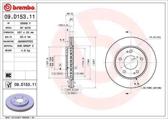 Brembo 09.D153.11 - Гальмівний диск autozip.com.ua