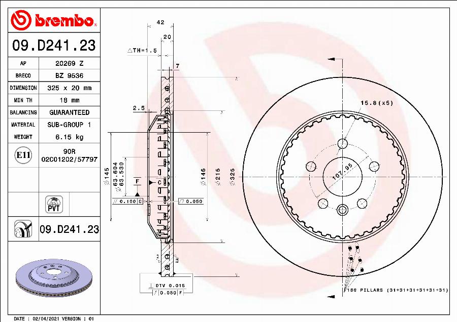 Brembo 09.D241.23 - Гальмівний диск autozip.com.ua