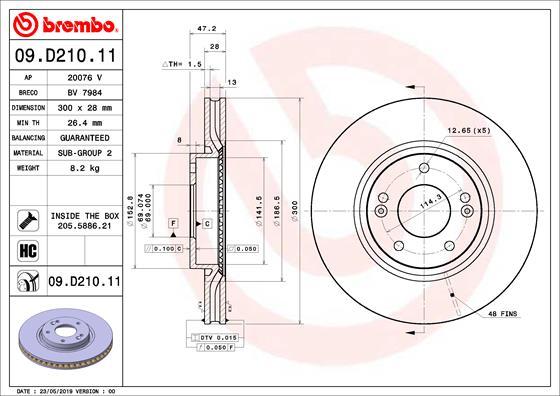 Brembo 09.D210.11 - Гальмівний диск autozip.com.ua