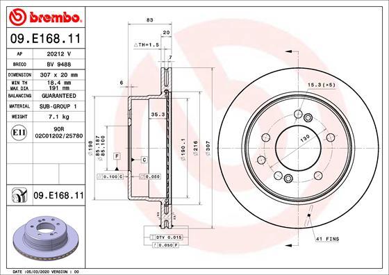 Brembo 09.E168.11 - Гальмівний диск autozip.com.ua