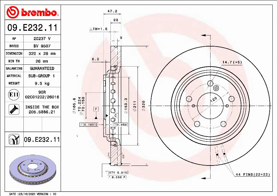 Brembo 09.E232.11 - Гальмівний диск autozip.com.ua