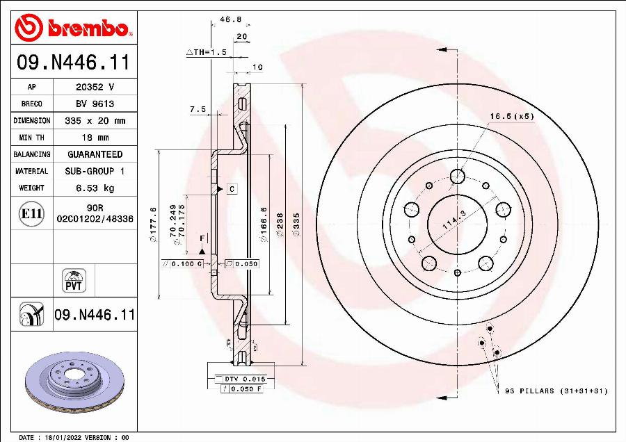 Brembo 09.N446.11 - Гальмівний диск autozip.com.ua