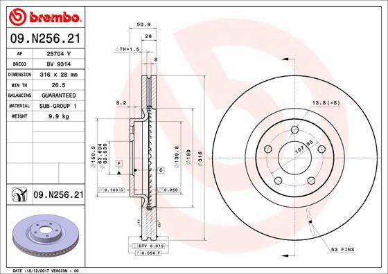 Brembo 09.N256.21 - Гальмівний диск autozip.com.ua