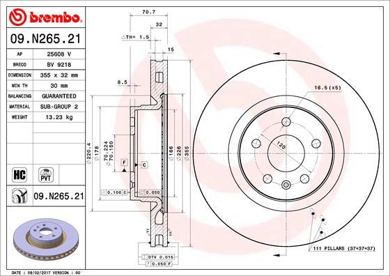 Brembo 09.N265.21 - Гальмівний диск autozip.com.ua