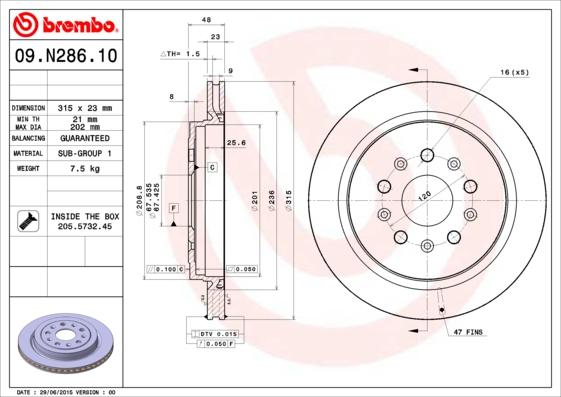 Brembo 09.N286.11 - Гальмівний диск autozip.com.ua