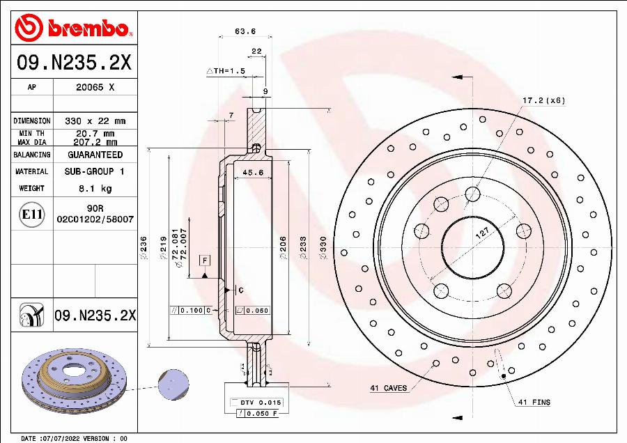 Brembo 09.N235.2X - Гальмівний диск autozip.com.ua