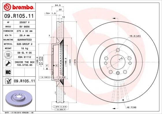 Brembo 09.R105.11 - Гальмівний диск autozip.com.ua