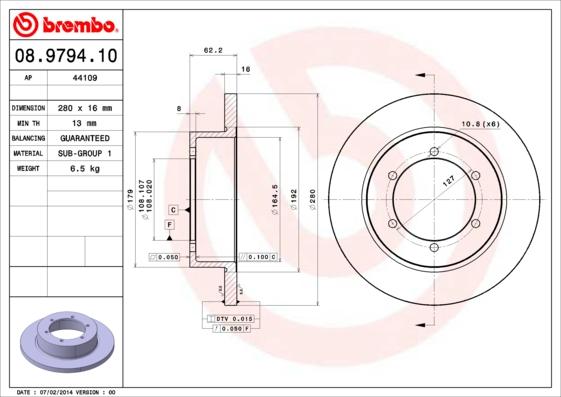 Brembo 08.9794.10 - Гальмівний диск autozip.com.ua