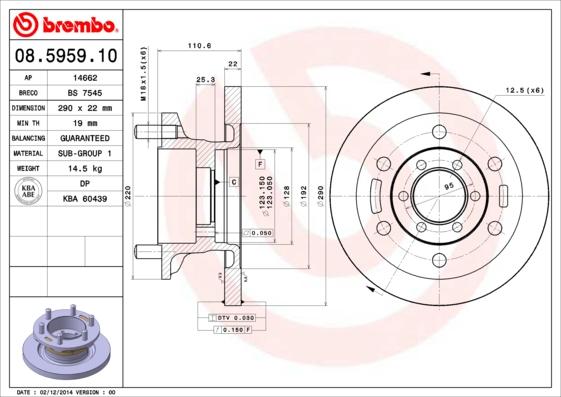 Brembo 08.5959.10 - Гальмівний диск autozip.com.ua