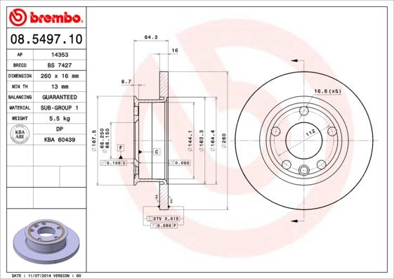 Brembo 08.5497.10 - Гальмівний диск autozip.com.ua