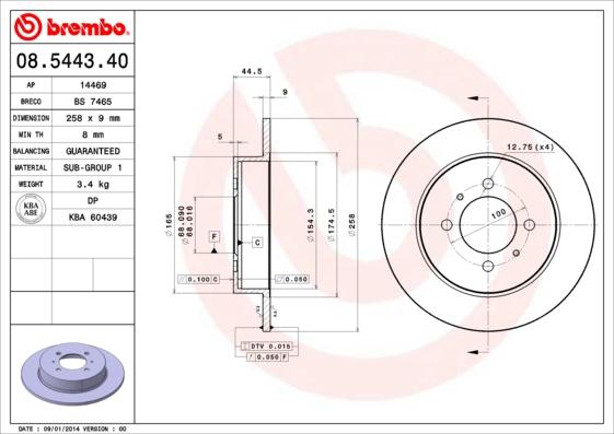 Brembo 08.5443.40 - Гальмівний диск autozip.com.ua