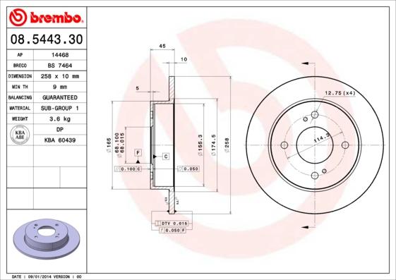 Brembo 08.5443.30 - Гальмівний диск autozip.com.ua