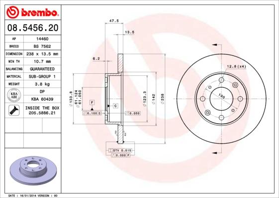 Brembo 08.5456.20 - Гальмівний диск autozip.com.ua