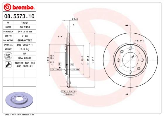 Brembo 08.5573.10 - Гальмівний диск autozip.com.ua