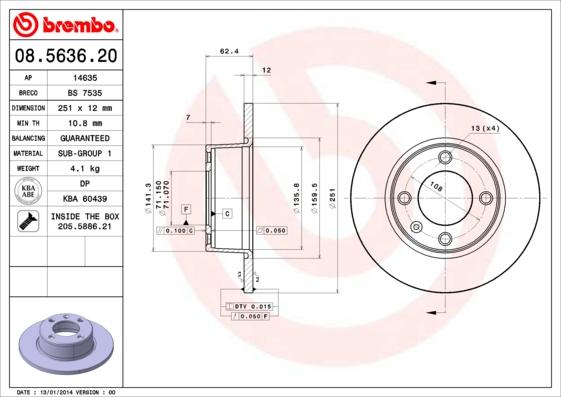 Brembo 08.5636.20 - Гальмівний диск autozip.com.ua