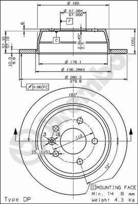 Brembo 08.6968.10 - Гальмівний диск autozip.com.ua