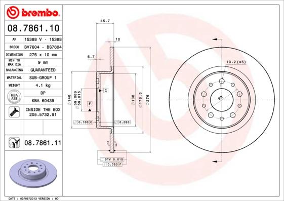 Brembo 08.7861.10 - Гальмівний диск autozip.com.ua