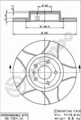 Brembo 08.7354.75 - Гальмівний диск autozip.com.ua