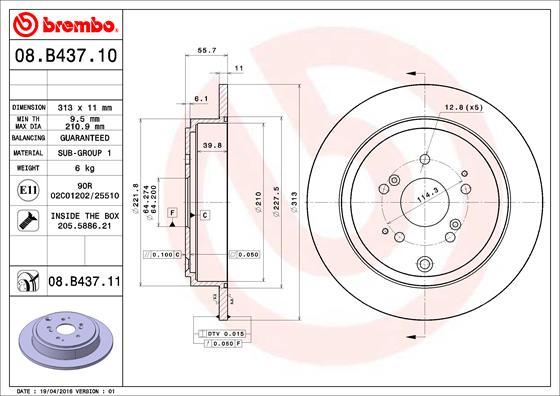 Brembo 08.B437.10 - Гальмівний диск autozip.com.ua