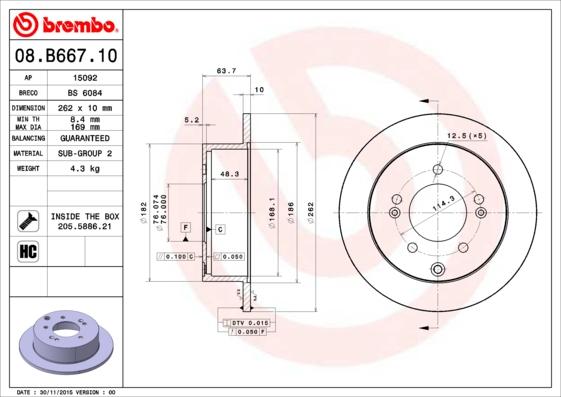 Brembo 08.B667.11 - Гальмівний диск autozip.com.ua