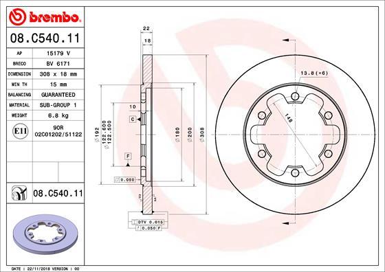 Brembo 08.C540.11 - Гальмівний диск autozip.com.ua