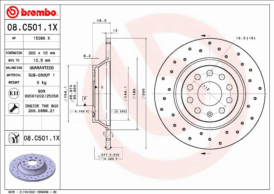 Brembo 08.C501.1X - Гальмівний диск autozip.com.ua