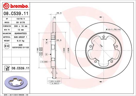 Brembo 08.C539.11 - Гальмівний диск autozip.com.ua