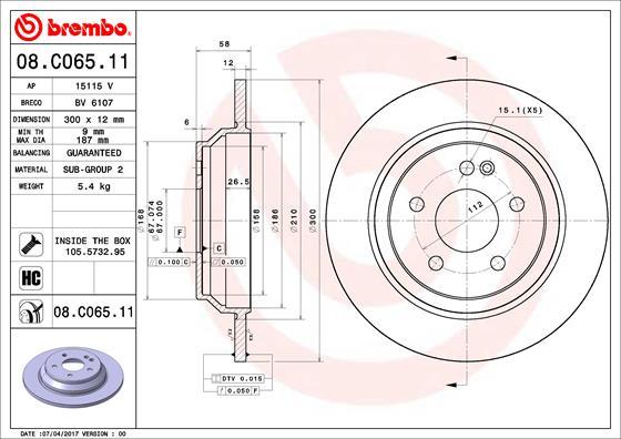 Brembo 08.C065.11 - Гальмівний диск autozip.com.ua