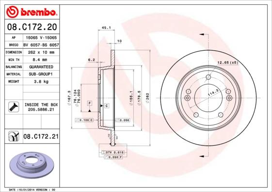 Brembo 08.C172.21 - Гальмівний диск autozip.com.ua