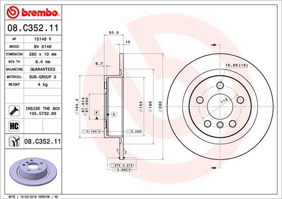 Brembo 08.C352.11 - Гальмівний диск autozip.com.ua