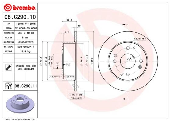 Brembo 08.C290.11 - Гальмівний диск autozip.com.ua